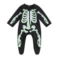 thumbnail image 6 of Douhoow Baby Girl Boy Halloween Pumpkin Romper Long Sleeve Skeleton Print Footies Bodysuit Fall Clothes 0-18 Months, 6 of 8