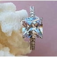 thumbnail image 2 of Sterling Silver Classic 3 CT Square Accented Solitaire Engagement Ring Princess Cut Proposal Ring, 2 of 5
