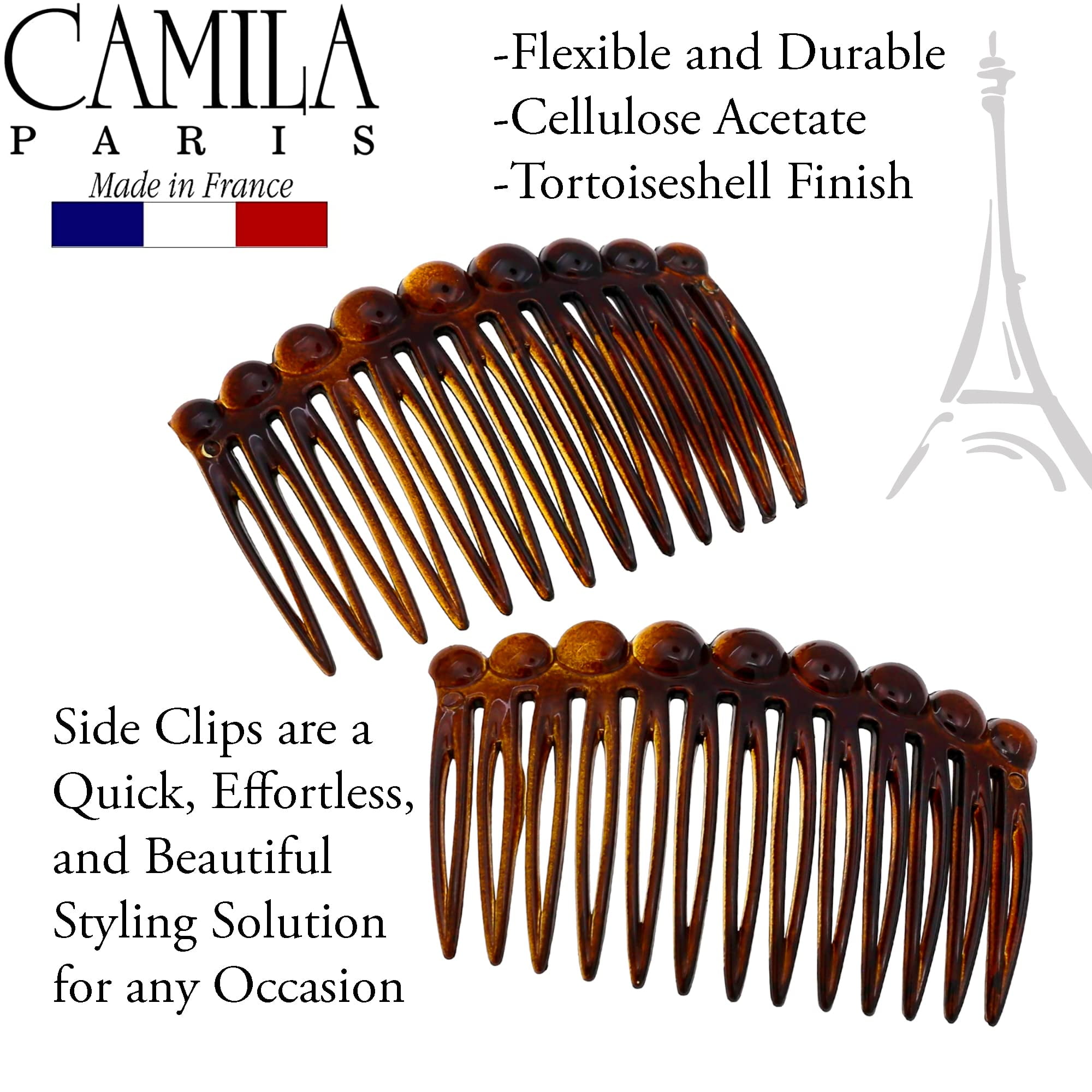 Camila Paris CP33/2 French Hair Side Comb Small Tortoise Shell French Twist Hair Combs Decorative, Strong Hold Hair Clips for Women Bun Chignon Up-Do Styling Girls Hair Accessories, Made in Camila Paris CP33/2 French Hair Side Comb Small Tortoise Shell French Twist Hair Combs Decorative, Strong Hold Hair Clips for Women Bun Chignon Up-Do Styling Girls Hair Accessories, Made in