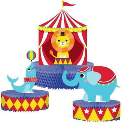 CIRCUS birthday party TABLE DECORATING KIT 3 centerpieces honeycomb seal lion 