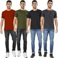 thumbnail image 4 of London Hills Solid Men Round Neck Half Sleeve Tshirt | Cotton Blend Multicolor T-Shirts - Pack of 4, 4 of 7