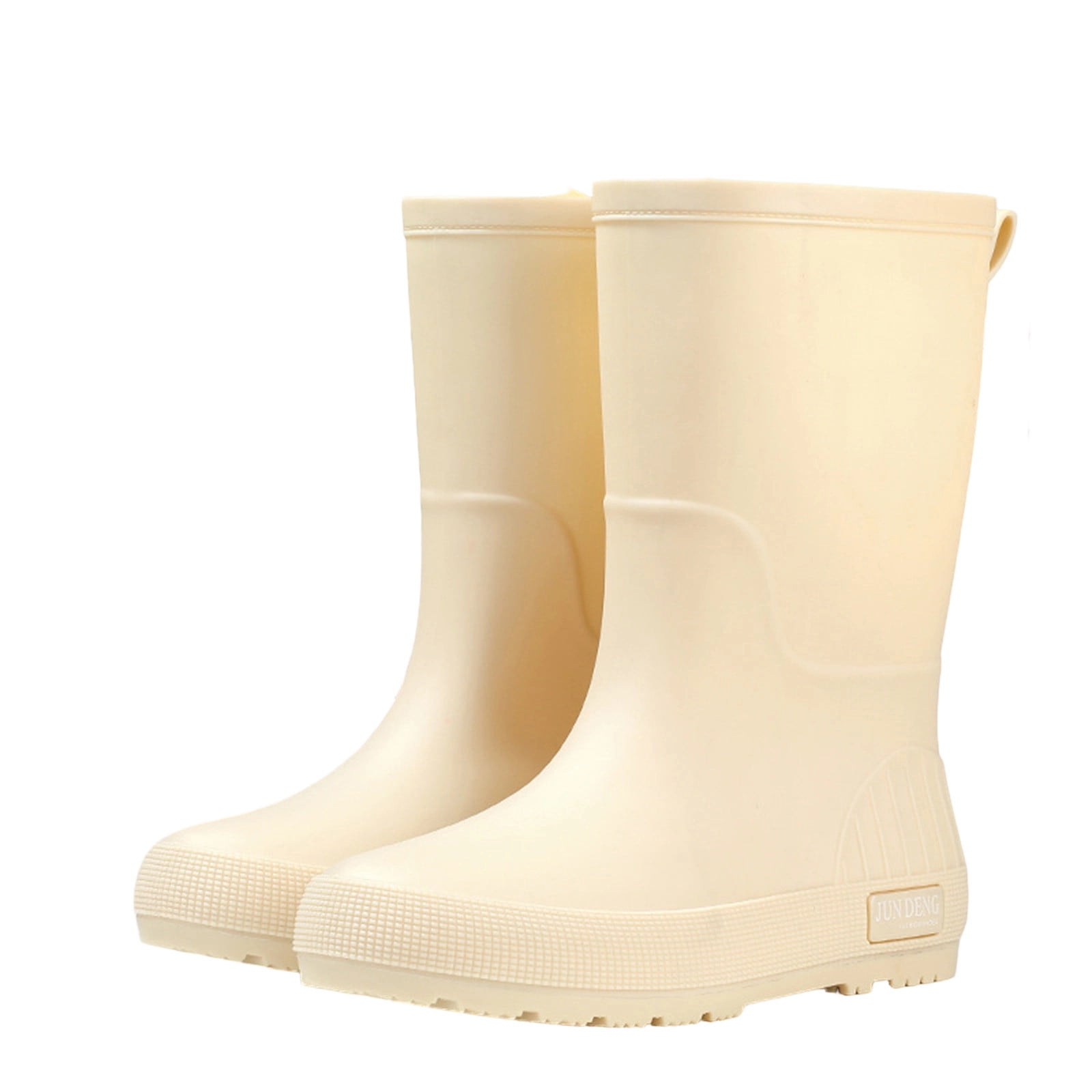 Wdhugt Women Mid-Calf Rain Boots Casual Versatile Cool Eye-Catching Waterproof Trendy Outdoor Fall Winter Comfortable Height-Increasing Heel Material Pvc Size 6.5 Us Foot Length 10.04 Inch