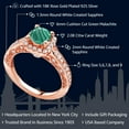 thumbnail image 2 of Gem Stone King 2.08 Ct Green Malachite White Created Sapphire 18K Rose Gold Plated Silver Ring, 2 of 6