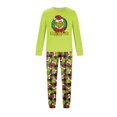 thumbnail image 4 of Moonsky Christmas Family Matching Green Long Sleeve Tops+ Pants 2 Piece Pajamas Set, Christmas Print Christmas Paj Christmas Wreath Prints For Family Autumn and Winter#Men L, 4 of 5