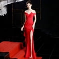 thumbnail image 3 of Vestido de noche elegante para banquete, largo, con hombros descubiertos, cola de pez, vestido de presentadora, vestido largo, 3 of 5