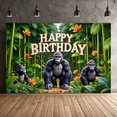 thumbnail image 2 of Decorative Design Banner Gorilla Theme Jungle Backdrop Party Decoration Celebration Banner for Kids Party Indoor Decoration Event Decoration, 2 of 9