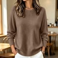 thumbnail image 2 of Liuinsasek Women's Crew-Neck Knit Sweater Solid Color Casual Long-Sleeved Loose-Fit Basic Pullover Easy Layering Piece ，Fashion Winter Outfits，Cozy Lounge Wear, 2 of 8