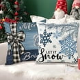 thumbnail image 5 of 4PCS Christmas Throw Pillow Covers 18x18 Inch, Blue Snowflake Winter Holiday Wishes Pillow Cases Christmas Trees Seasonal Cushion Covers for Home Sofa Couch Outdoor Decoration, 5 of 6