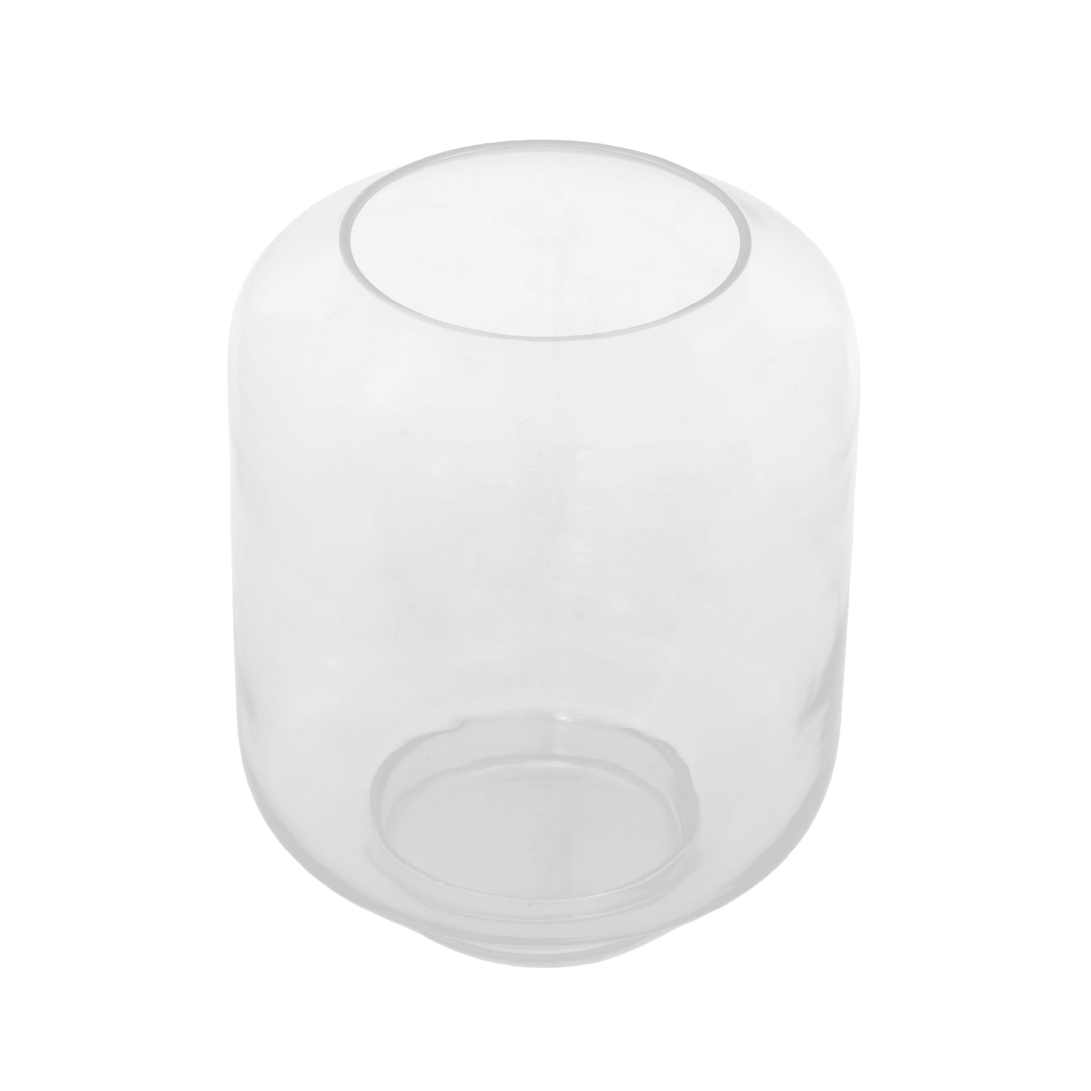 DecMode Glass Wide Hurricane Lamp with Elevated Base