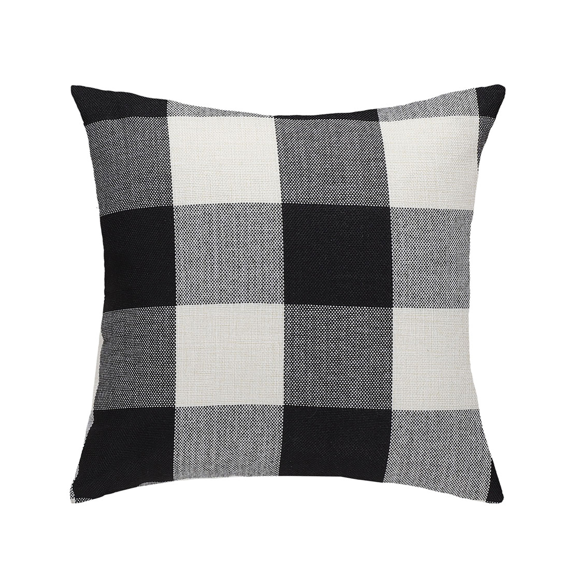 Linen Decorative Throw Pillow Cover Farmhouse Decor Buffalo Checkers Plaid Cushion Cover