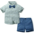 thumbnail image 2 of Bovxnpu Boys Girls Summer Outfits 2 Piece, Girls Cotton Short Sleeve Shirt Top and Shorts Set, Boys' Fashion Punctuate Printed Bow Strap Shorts Two Piece Set Short Sleeve Collar Set 5 Years, 2 of 10
