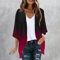 thumbnail image 2 of XIAfhje Womens Summer Chiffon Kimonos 3/4 Sleeve Cardigan Open Front Blouse Tops Casual Cozy Solid Lightweight Beach Cover Up, 2 of 5