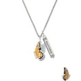 thumbnail image 2 of Delight Jewelry Silvertone Large Orange & Black Flying Butterfly Silvertone Mother Daughter Bar Charm Necklace, 23", 2 of 4
