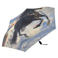 thumbnail image 4 of Compact Sun Umbrella Windproof Travel Umbrellas for Rain Strong Portable UV Protection Horse Galloping in Snow, 4 of 8