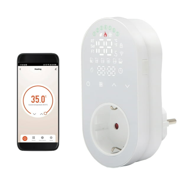 Mistaha WiFi Digital Thermostat Outlet Plug 16A Outlet Tuya App Voice Control Socket Temperature Controller