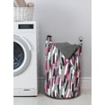 thumbnail image 3 of Abstract Laundry Bag, Colorful Trapezoid Stripes Contemporary Surface Pattern, Hamper Basket with Handles Drawstring Closure for Laundromats, 13" x 19", Magenta Pale Eggplant, by Ambesonne, 3 of 4