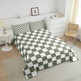 thumbnail image 4 of Erosebridal White Sage Green Checkered Bedding Set Buffalo Plaid Grid Comforter Set King Checkerboard Quilt Set Aesthetics Gingham Duvet Set Modern Room Decor, 4 of 8