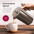 thumbnail image 5 of Living French Press Coffee Maker 34oz, Stainless Steel French Press Coffee, 4 Filter Heat Resistant Double Insulated, Rust-Free, Food Grade, Dishwasher Safe Coffee Pot, 5 of 8