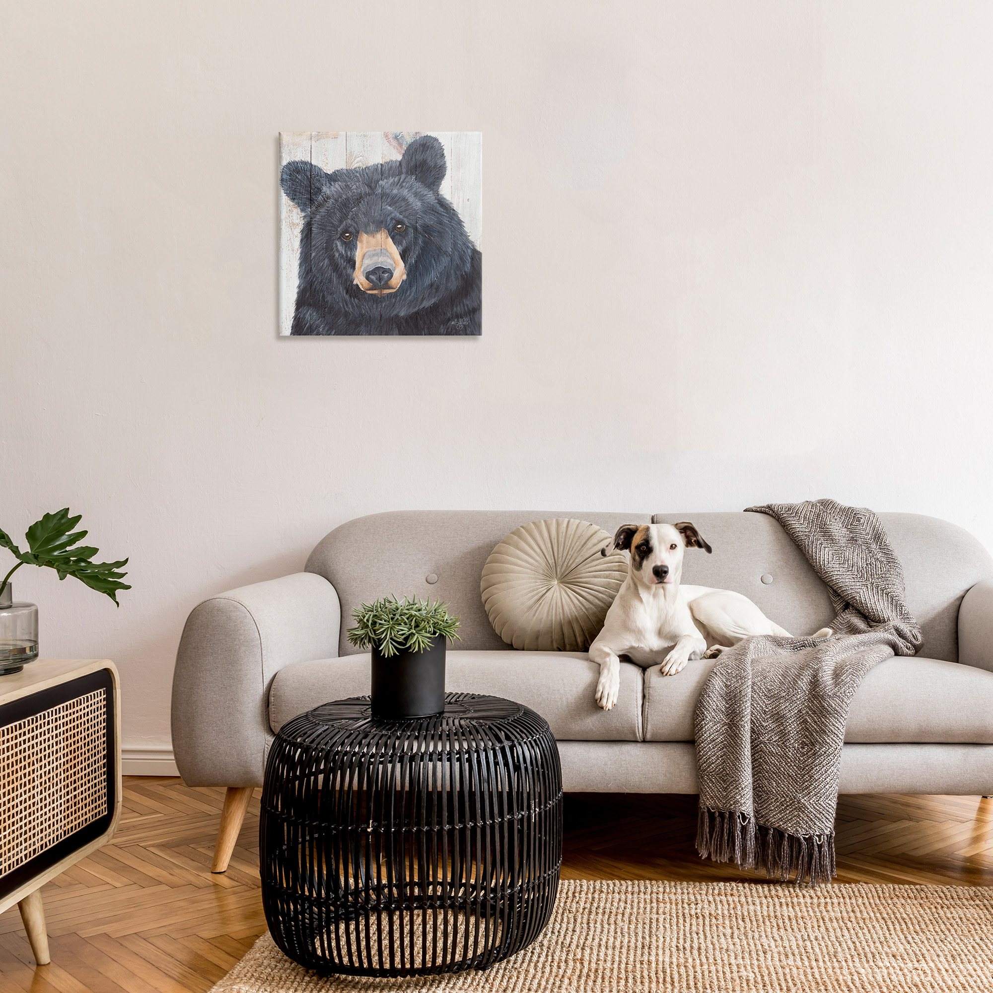 Stupell Industries Rustic Black Bear Animals & Insects Painting Gallery Wrapped Canvas Art Print Wall Art, 24 x 24