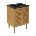 thumbnail image 4 of Bron 24 in. Brown Oak Bathroom Vanity With Black, 3-Hole Ceramic Sink Top, 4 of 8