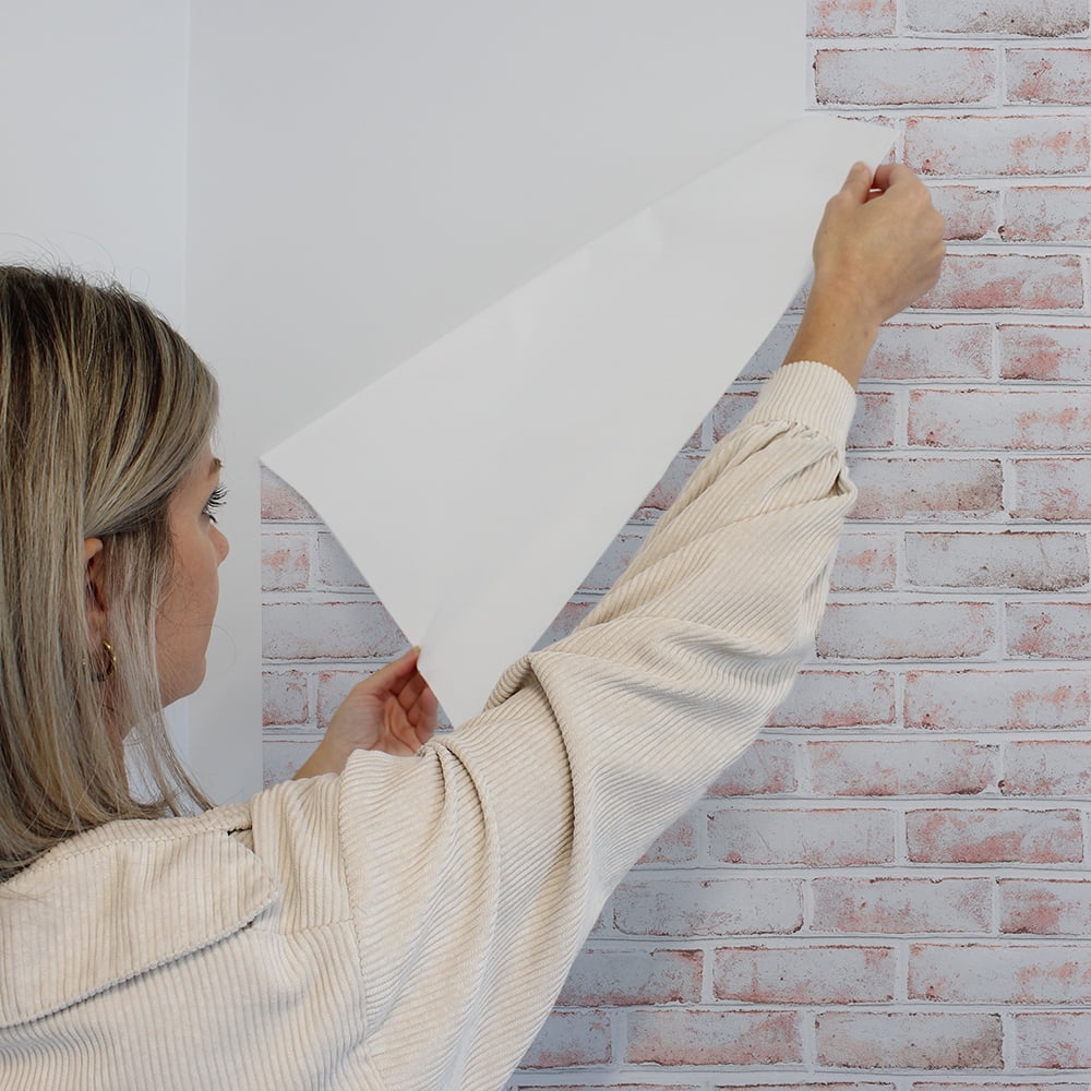 Tempaper Brick White-Washed Peel and Stick Wallpaper, 20.5" x 16.5'
