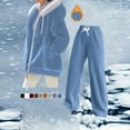 thumbnail image 4 of cfhntfmh Womens 2 Piece Outfits Sherpa Fleece Hoodie Sweatsuit Sets Hoodie Jackert with Fuzzy Warm Pants Lounge Sets, 4 of 7