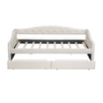 thumbnail image 5 of Noble House Twin XL Linen Upholstered Daybed, Tufted Frame with 7-Color LED Belt and 2 Storage Drawers, Beige, 5 of 11