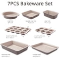 thumbnail image 2 of 7-Piece Nonstick Stackable Baking Pans Set - Bakeware Sets Including Cookie Sheets for Baking, Muffin Pan, Bread Pan, Cake pan, Loaf Pan, Roasting Pan, Gray & Khaki, 2 of 4