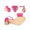 thumbnail image 2 of BLISSFUL STEP Women's Heels Bow Block Heel Ankle Strap Open Toe Sandals Hot Pink 10, 2 of 6
