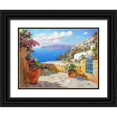 thumbnail image 1 of Obuchovsky, Yury 24x19 Black Ornate Wood Framed with Double Matting Museum Art Print Titled - Santorini, 1 of 4