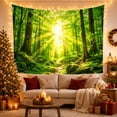 thumbnail image 3 of Forest Path Among Mossy Boulders under Sunbeams, Serene Digital Art for Nature Lovers, Woodland Home Decor, Housewarming Gift, Tapestry Wall Hanging for Bedroom and Living Room, 3 of 7
