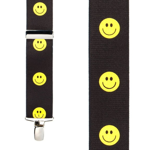SuspenderStore Happy Face Suspenders - 1.5-Inch Wide Elastic - Clip - 3 Sizes