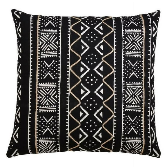 Saro Lifestyle 661P.BK20SC 20 in. Mud Cloth Throw Pillow Cover, Black