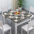 thumbnail image 3 of Gray White Gold Marble Pattern Square Fitted Tablecloth with Elastic Edge,Square Table Cover,Washable Elastic Table Cover for Home Kitchen Party Decor 34"x34", 3 of 6