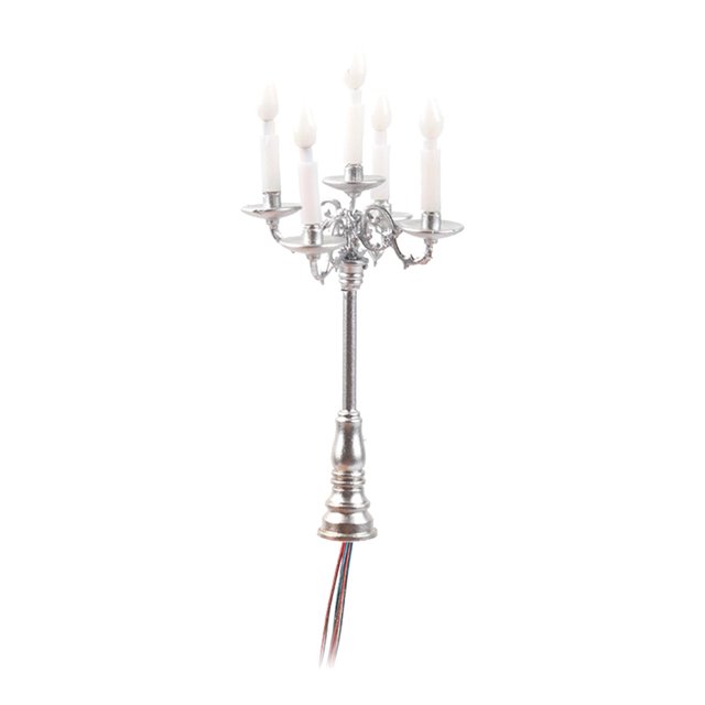 Dollhouse Candlestick Model Candlestick Lamp 1:87 Dollhouse LED Candle Light for Argent