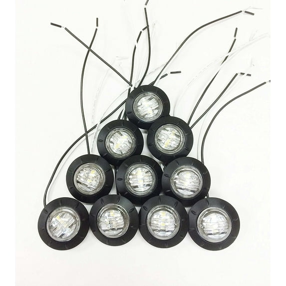 Libra 10 New 1-1/4" White LED Marker Clearance Lights For Trailer/Truck/RV -24032
