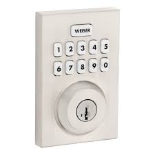 Weiser Powerbolt 3 Contemporary 10-Button Keypad Satin Nickel Electronic Keyless Entry Door Lock/Deadbolt
