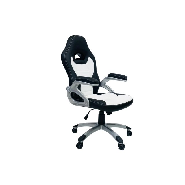 ViscoLogic Series THRILL Gaming Racing Style Swivel Office Chair (White & Black)