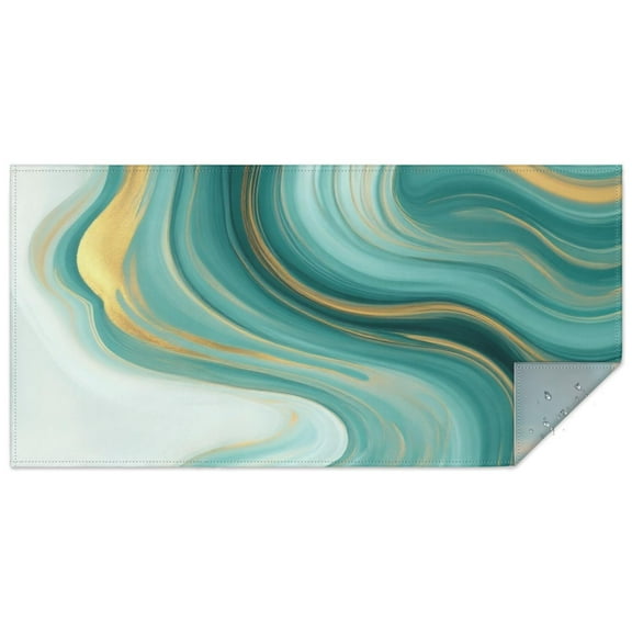 Teal Gold Marble Rectangle Tablecloth 60"x120",Waterproof Polyester Rectangle Table Cloth, Wipeable Spillproof Polyester Tablecloth for Dining, Camping, Indoor and Outdoor
