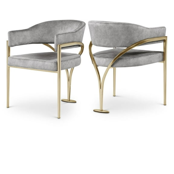 Meridian Furniture Madelyn Grey Velvet Dining Chair (Set of 2)