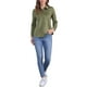 thumbnail image 2 of Camisa de ante sintético INSPIRE CHIC para mujer, elegante y casual, con botones, de manga larga, ropa de otoño 2024, talla XL, verde oliva, 2 of 6