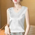 thumbnail image 2 of hotojiny Womens Silk Satin Tank Tops Mesh V Neck Casual Sleeveless Camisole Blouses Summer Basic Embroidery Shirt, 2 of 3