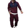 thumbnail image 3 of Aihuaihua Mens Classic 2 Piece Set Sweatsuits Long Sleeve Hoodie Jogging Suits For Men Button Sweatshirts Tracksuits Red M, 3 of 9