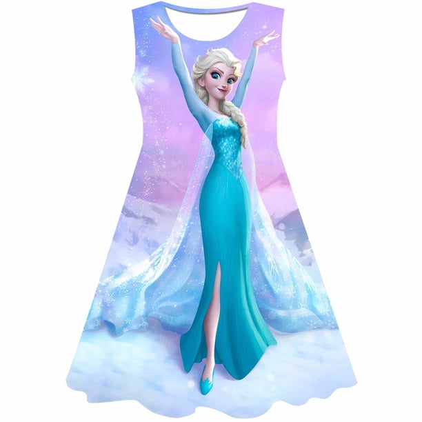 Vestido de princesa de Disney Frozen para niñas, hermosos vestidos de fiesta, disfraces de Elsa, vestidos informales de verano acampanados para niños de 1 a 10 años, Frock9T Gao Jinjia LED