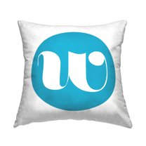 Stupell Industries Blue Initial W Decorative Printed Throw Pillow, 18 x 18