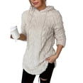 thumbnail image 2 of Sudadera con Capucha de Jacquard de Larga en Color Liso para Mujer, Chaqueta Ajustada con Cordón de Felpa. Albaricoque M, 2 of 9