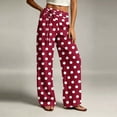 thumbnail image 6 of Aimik Women's Elastic Waist Polka Dot Wide Leg Pants Drawstring Casual Loose Trousers Breathable Summer Bottoms, 6 of 6