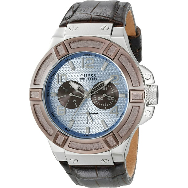 Guess Men's Brown Leather Watch U0040G10