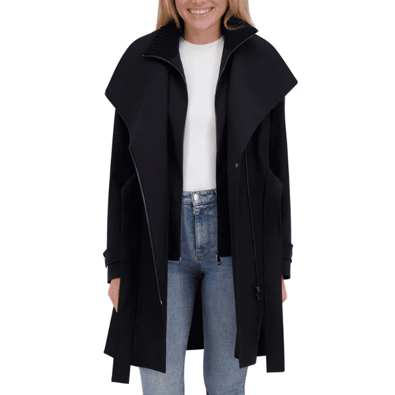 Halston Women's Belted Trench Coat Black Small