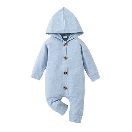 

Newborn Baby Clothes 0 to 12 Months tiny button Solid Color Hoodie Onesies For Baby Girl Boy Korean Long Sleeve Infant Romper Toddler Jumpsuit